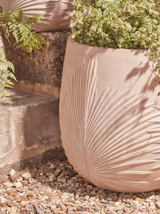 Three Handmade Palm Leaf Planters - Warm Sand