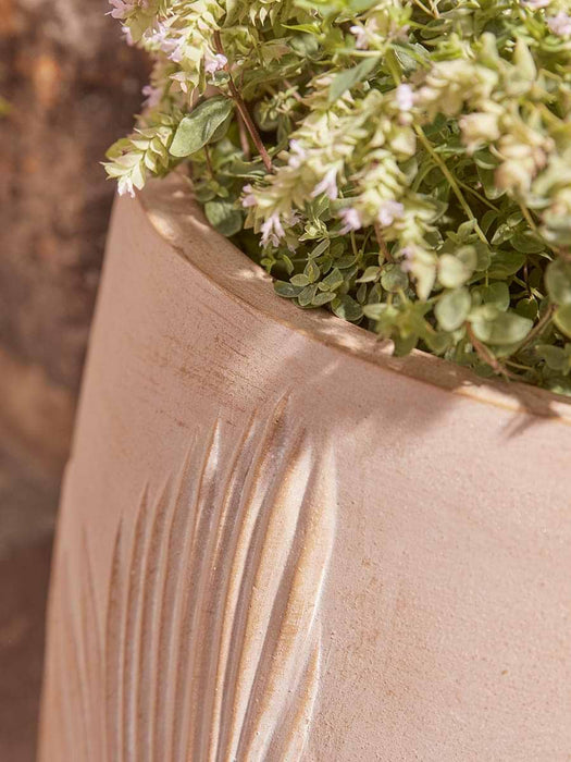 Three Handmade Palm Leaf Planters - Warm Sand