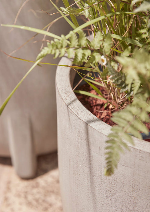 Two Handmade Footed Planters - Grey