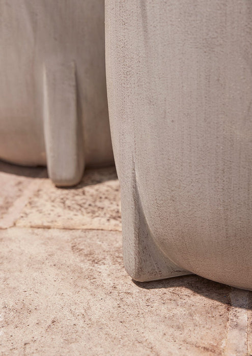 Two Handmade Footed Planters - Grey