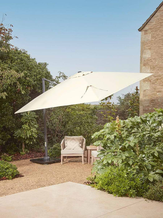 The Ultimate Square Light Up Cantilever Parasol Set - Champagne