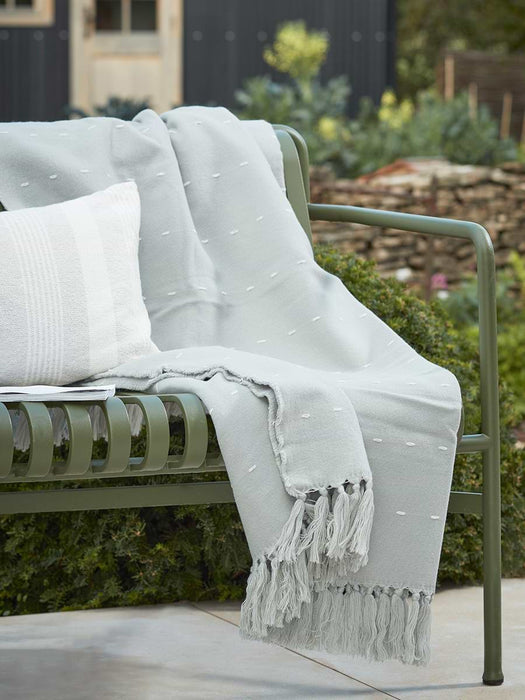 Indoor Outdoor Running Stitch Throw - Soft Grey