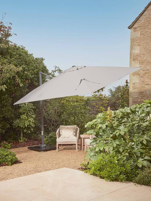The Ultimate Square Light Up Cantilever Parasol Set - Silver Grey