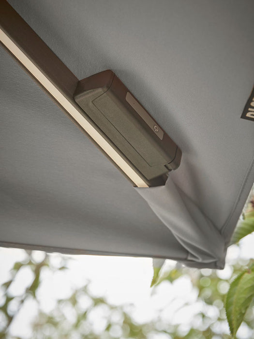 The Ultimate Square Light Up Cantilever Parasol Set - Silver Grey
