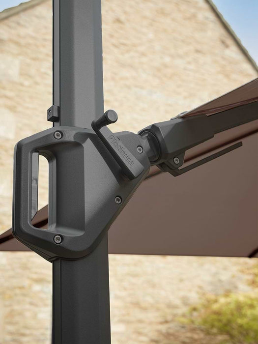 Horizontal Rectangular Cantilever Parasol Set - Slate & Taupe