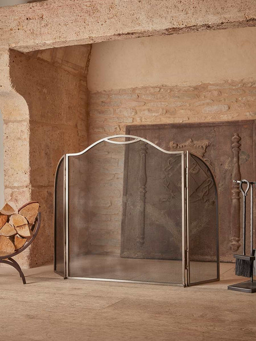 Curved Fire Screen - Burnished Silver