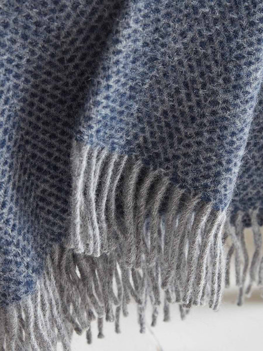 Soft Wool Large Throw - Blue & Grey