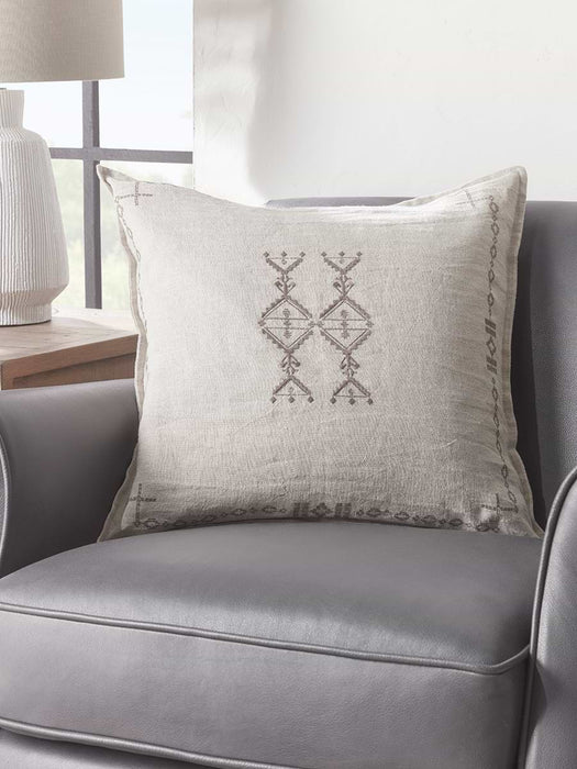 Embroidered Linen Cushion Cover