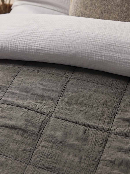 Cotton Quilted Bedspread - Slate Grey