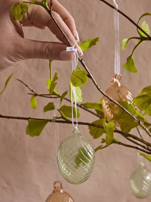 Six Swirled Glass Hanging Eggs