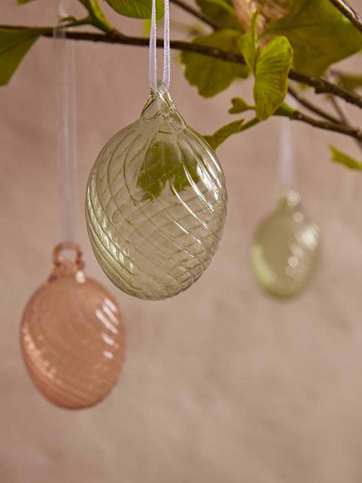 Six Swirled Glass Hanging Eggs