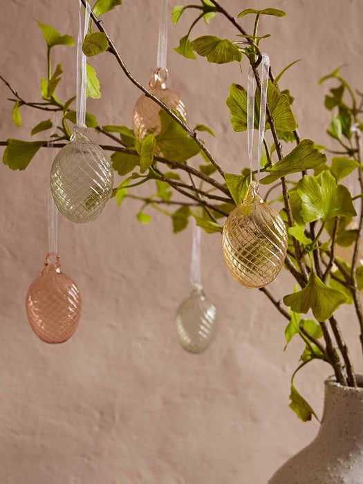 Six Swirled Glass Hanging Eggs