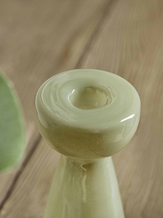 Sage Glass Candle Holder - Large