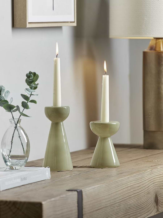 Sage Glass Candle Holder - Large