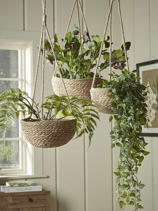 Three Seagrass Hanging Planters