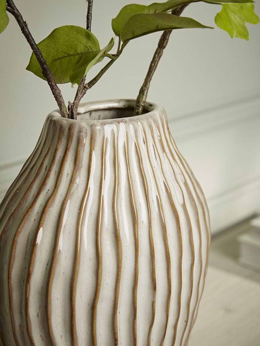 Glazed Ribbed Vase
