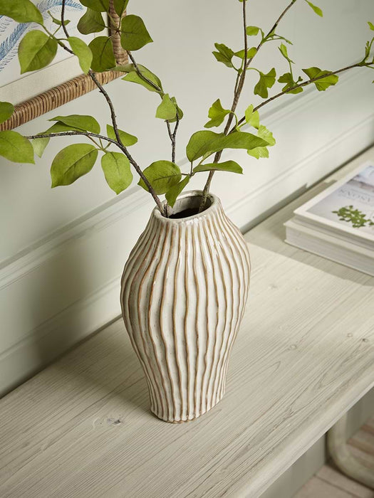 Glazed Ribbed Vase