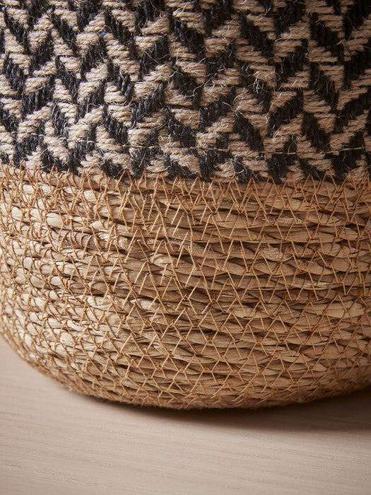 Three Black & Natural Seagrass Planters