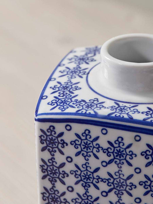 Blue & White Geometric Storage Pot