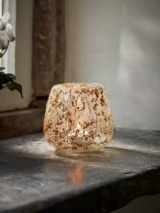 Dried Grass Glass Tealight Holder