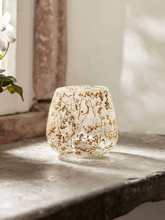 Dried Grass Glass Tealight Holder