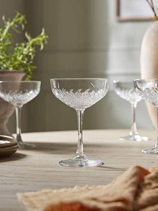 Four Vintage Style Champagne Coupes