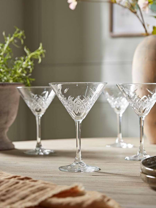 Four Vintage Style Martini Glasses