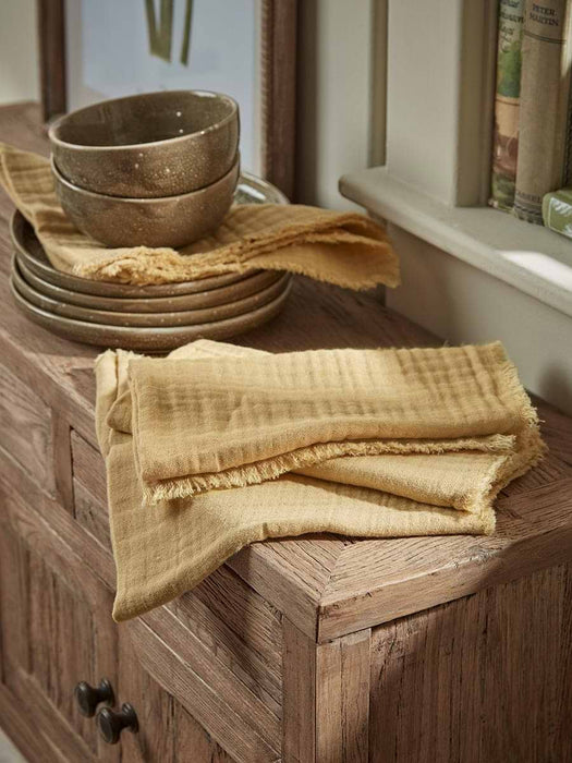 Four Waffle Napkins - Ochre