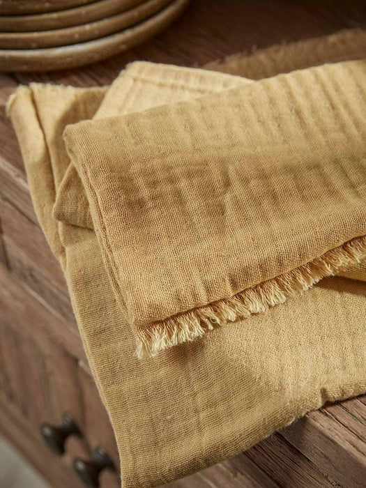 Four Waffle Napkins - Ochre