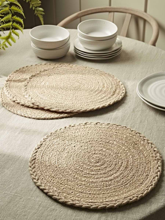 Four Braided Jute Placemats - Natural