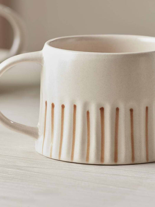 Two Fluted Striped Mugs - Cinnamon
