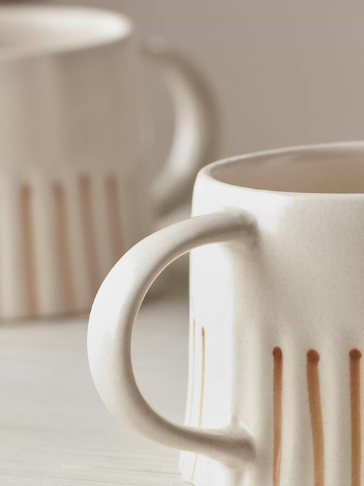 Two Fluted Striped Mugs - Cinnamon