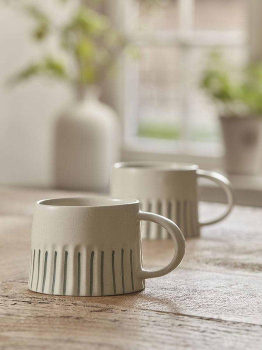 Two Fluted Striped Mugs