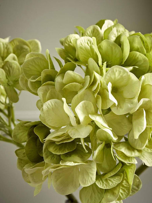 Three Faux Hydrangea Stems - Green