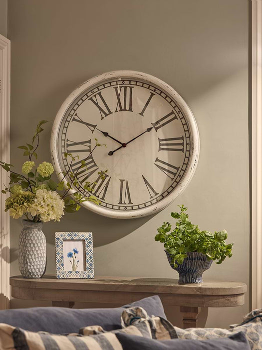 Whitewashed Embossed Clock