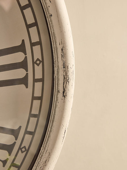 Whitewashed Embossed Clock
