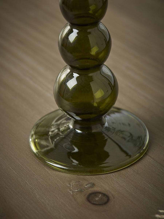 Olive Glass Dinner Candle Holder