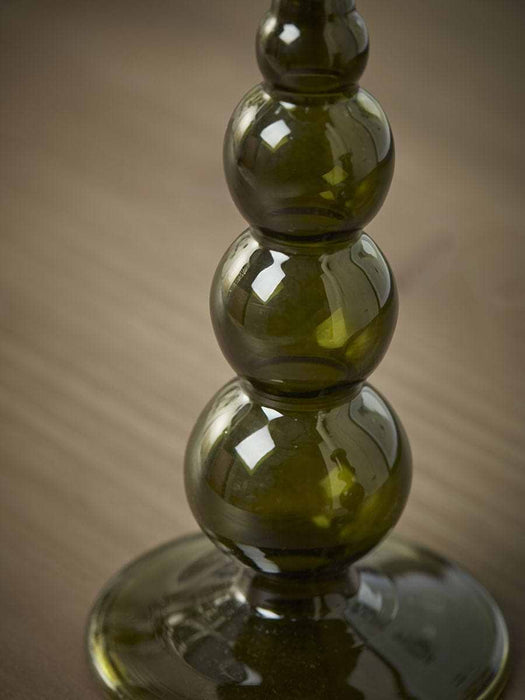 Olive Glass Dinner Candle Holder