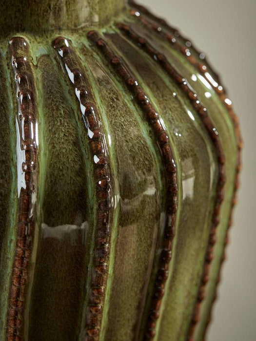 Glazed Textured Vase - Olive