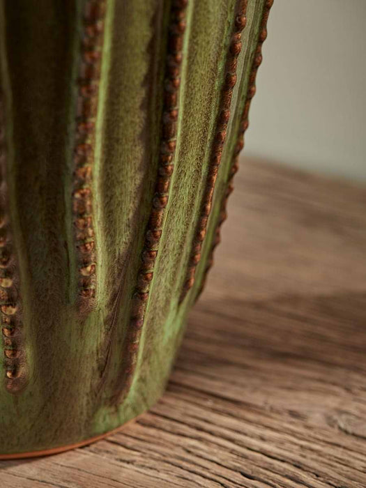 Glazed Textured Vase - Olive