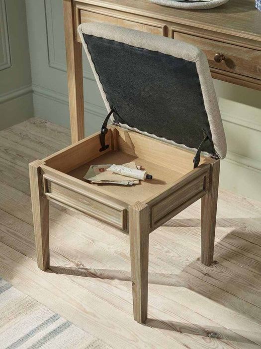 Camille Dressing Table Storage Stool - Limewashed