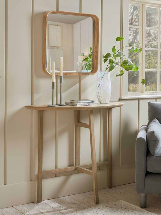 Oak Crescent Console Table