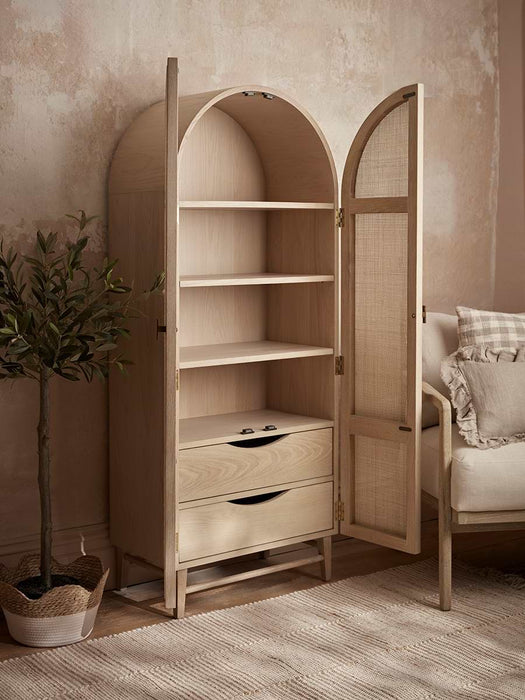 Arched Wicker Display Cabinet