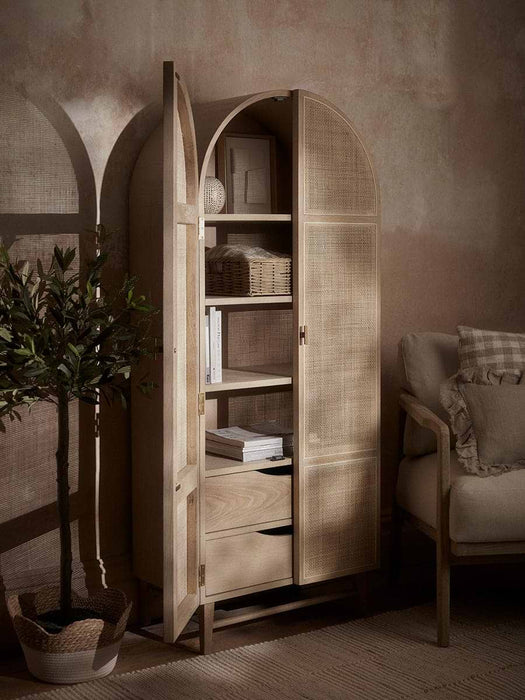 Arched Wicker Display Cabinet