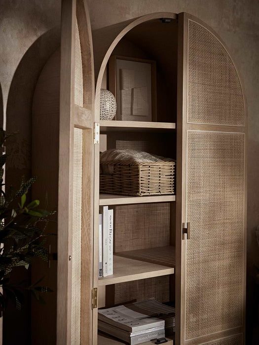 Arched Wicker Display Cabinet