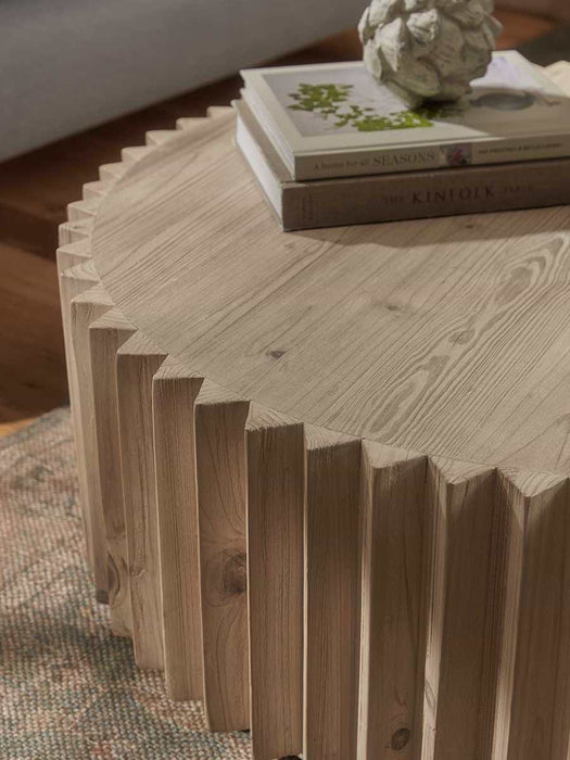 Wooden Ribbed Coffee Table