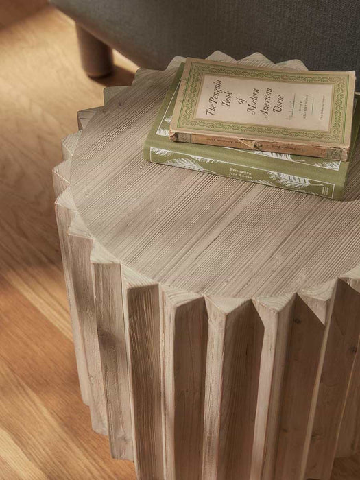 Wooden Ribbed Side Table