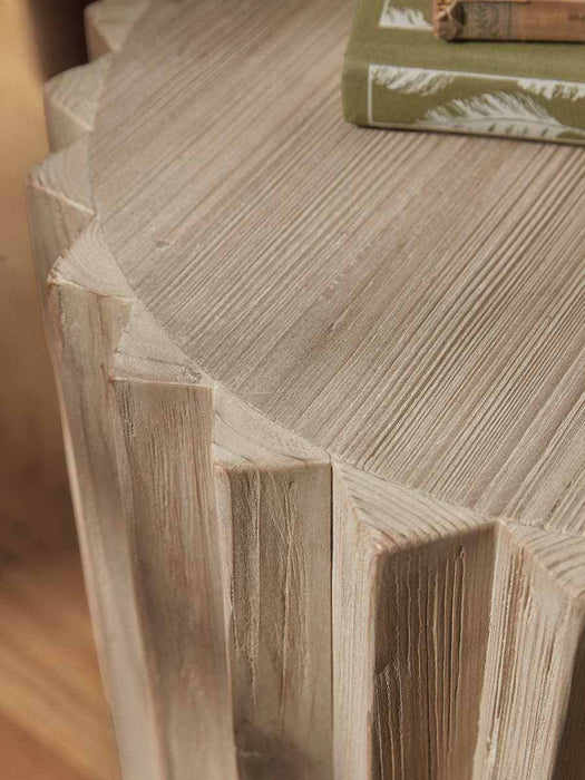 Wooden Ribbed Side Table
