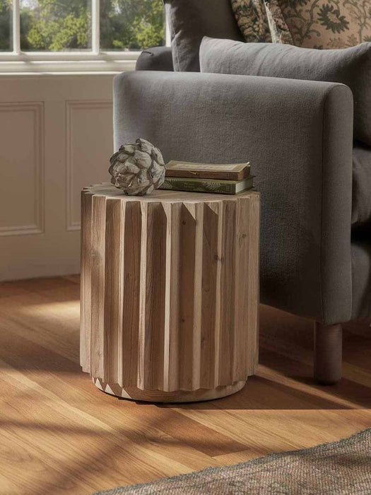 Wooden Ribbed Side Table