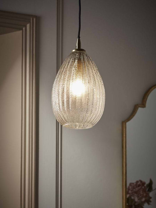 Herringbone Glass Pendant - Droplet